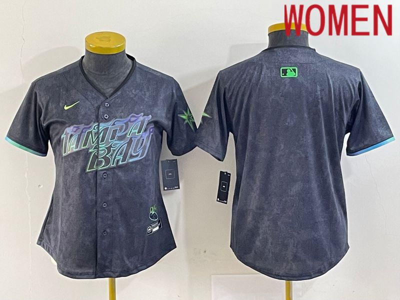 Women Tampa Bay Rays Blank Nike MLB Limited City Connect Black 2024 Jersey style 1